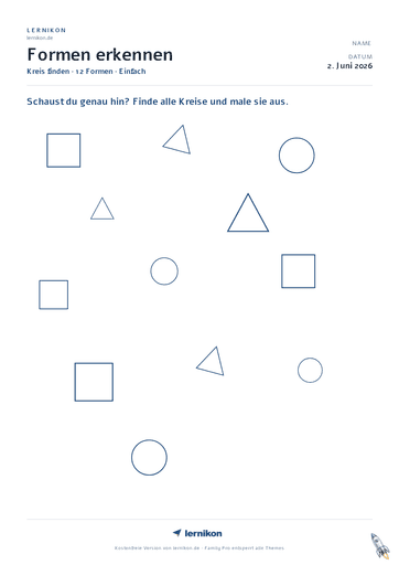 Beispiel: Formen erkennen Arbeitsblatt