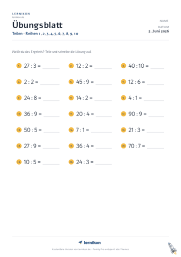 Beispiel: Teilen (Division) Arbeitsblatt